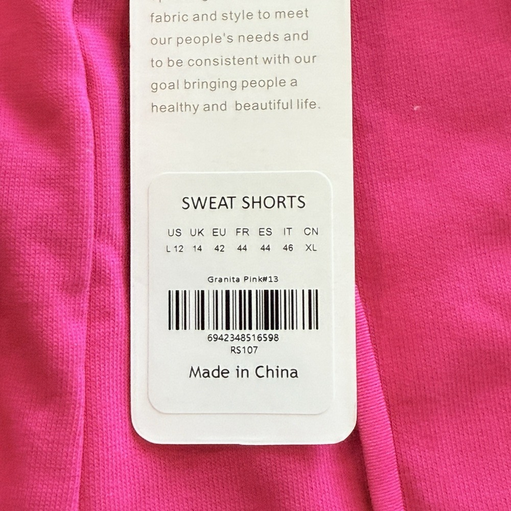 NWT CRZ YOGA WORKOUT Sweat  Shorts Pull On Pink Women's‎ Sz Large L - Picture 3 of 4